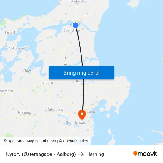 Nytorv (Østeraagade / Aalborg) to Hørning map