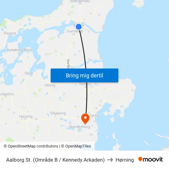 Aalborg St. (Område B2 / Kennedy Arkaden) to Hørning map