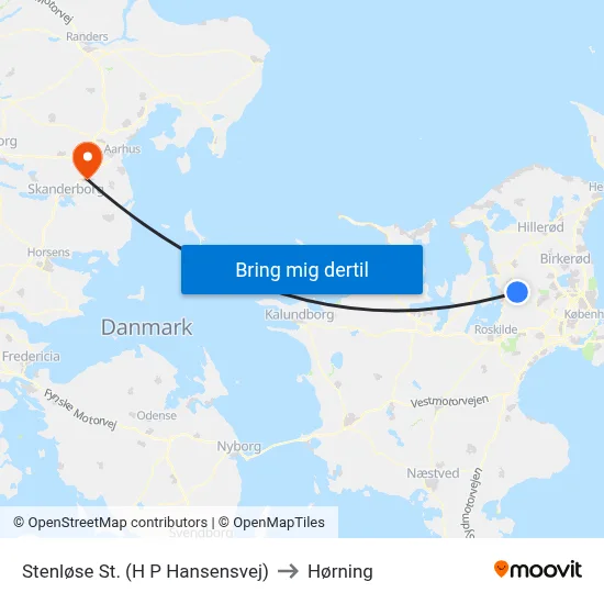 Stenløse St. (H P Hansensvej) to Hørning map