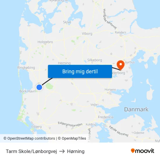 Tarm Skole/Lønborgvej to Hørning map