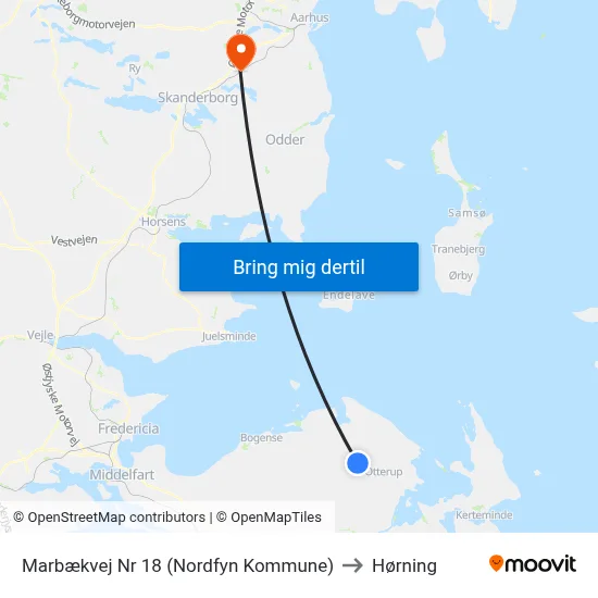 Marbækvej Nr 18 (Nordfyn Kommune) to Hørning map