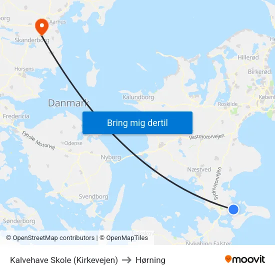 Kalvehave Skole (Kirkevejen) to Hørning map