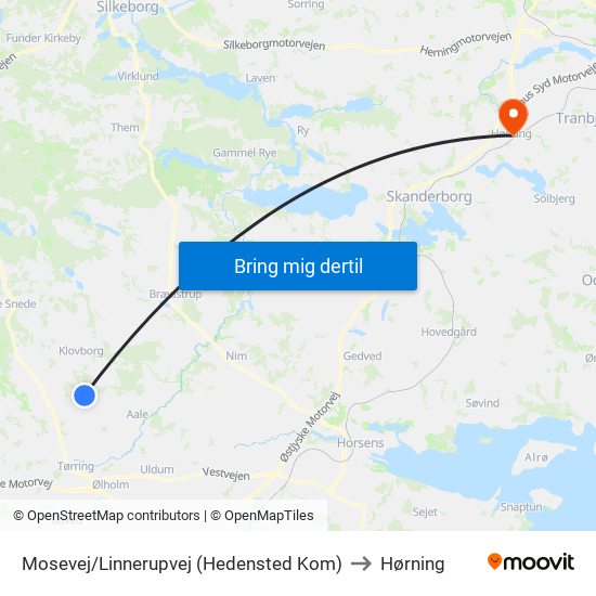 Mosevej/Linnerupvej (Hedensted Kom) to Hørning map