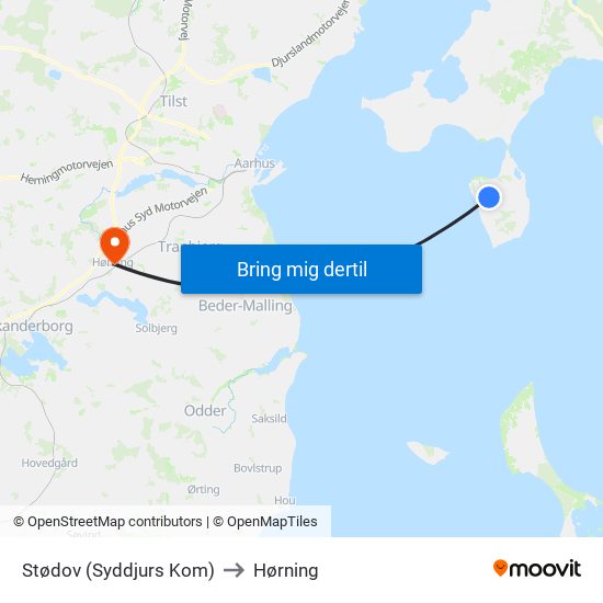 Stødov (Syddjurs Kom) to Hørning map
