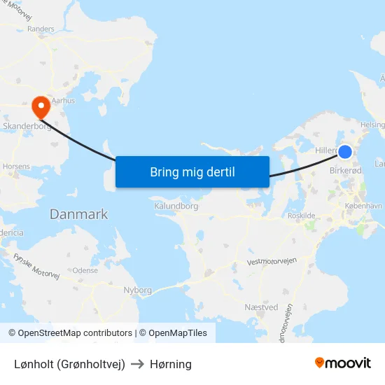 Lønholt (Grønholtvej) to Hørning map