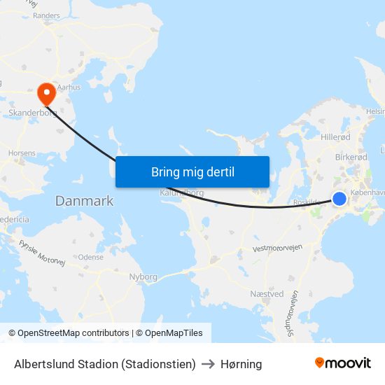 Albertslund Stadion (Stadionstien) to Hørning map