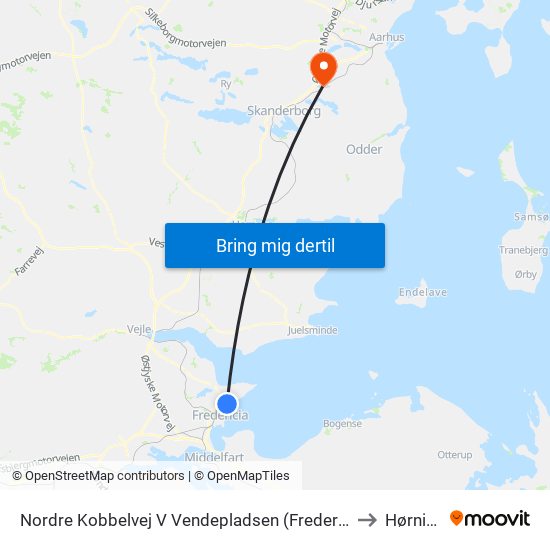 Nordre Kobbelvej V Vendepladsen (Fredericia) to Hørning map