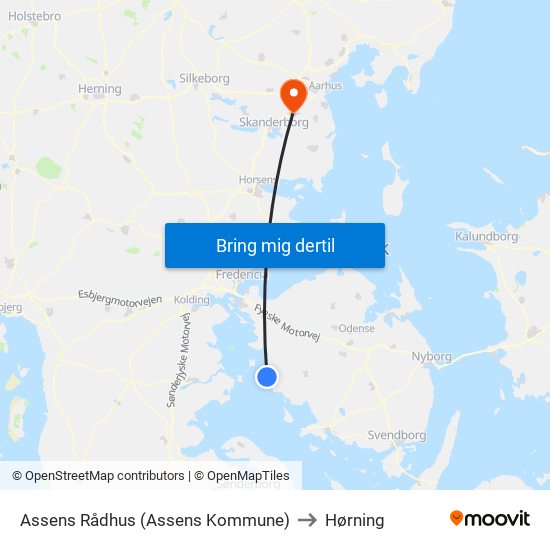 Assens Rådhus (Assens Kommune) to Hørning map