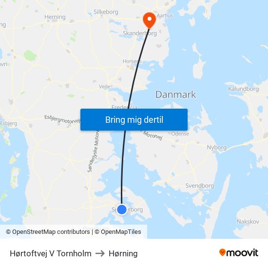 Hørtoftvej V Tornholm to Hørning map