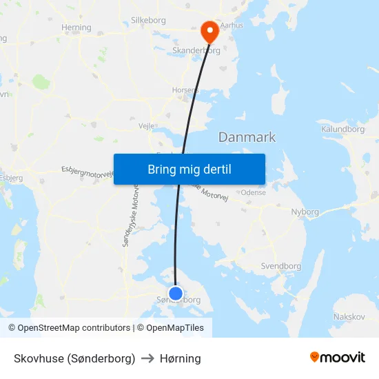 Skovhuse (Sønderborg) to Hørning map