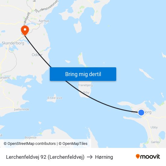 Lerchenfeldvej 92 (Lerchenfeldvej) to Hørning map