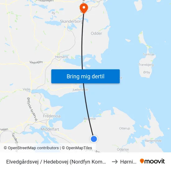 Elvedgårdsvej / Hedebovej (Nordfyn Kommune) to Hørning map