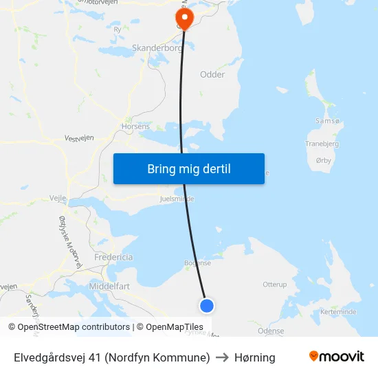 Elvedgårdsvej 41 (Nordfyn Kommune) to Hørning map
