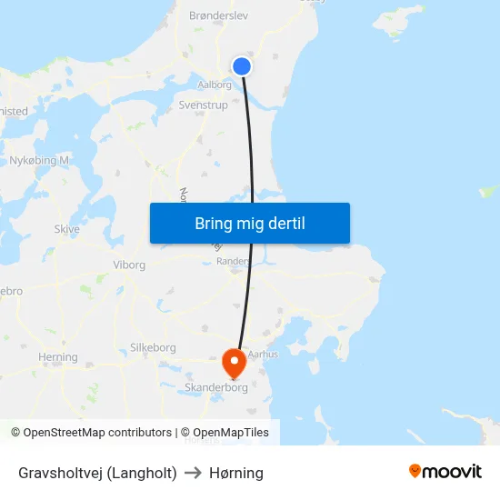 Gravsholtvej (Langholt) to Hørning map