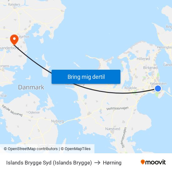 Islands Brygge Syd (Islands Brygge) to Hørning map