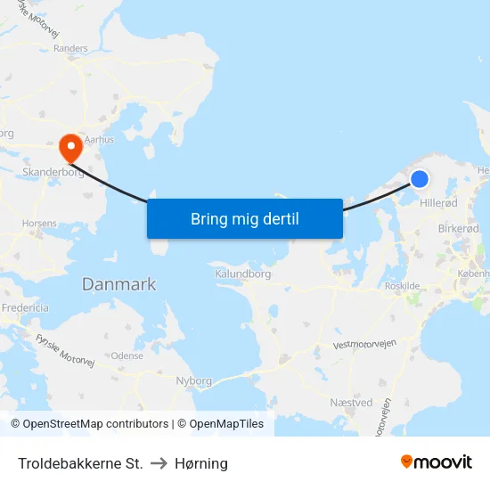 Troldebakkerne St. to Hørning map