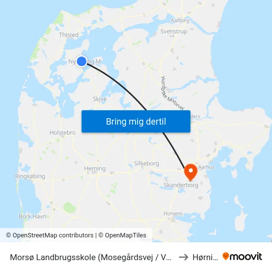 Morsø Landbrugsskole (Mosegårdsvej / Vodstrup) to Hørning map