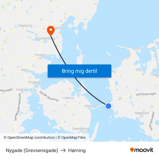 Nygade (Grevsensgade) to Hørning map