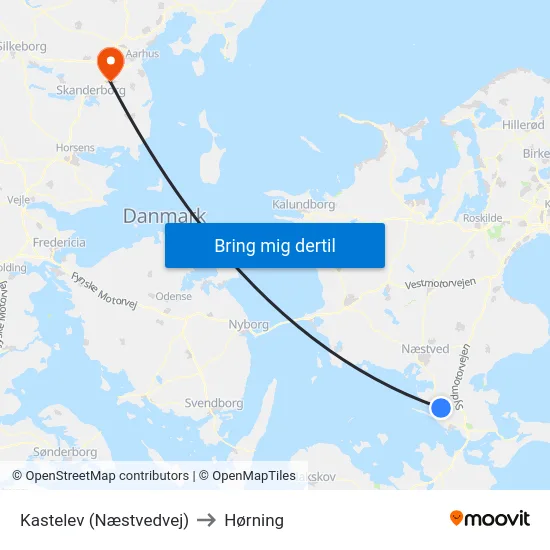 Kastelev (Næstvedvej) to Hørning map