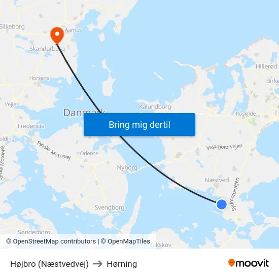 Højbro (Næstvedvej) to Hørning map