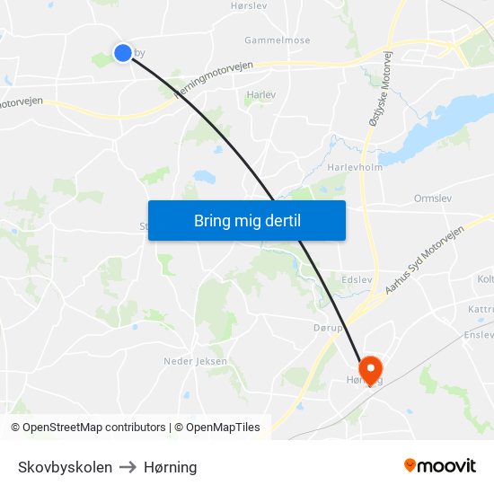 Skovbyskolen to Hørning map