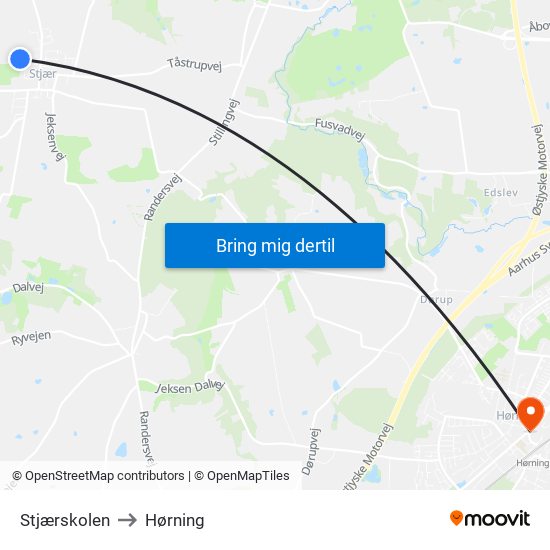 Stjærskolen to Hørning map