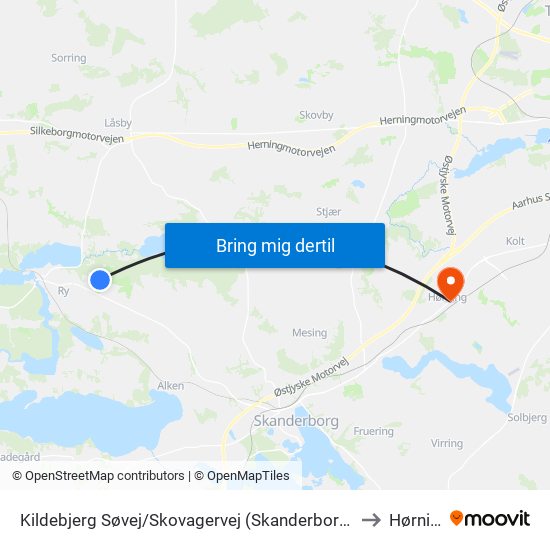 Kildebjerg Søvej/Skovagervej (Skanderborg Kom) to Hørning map