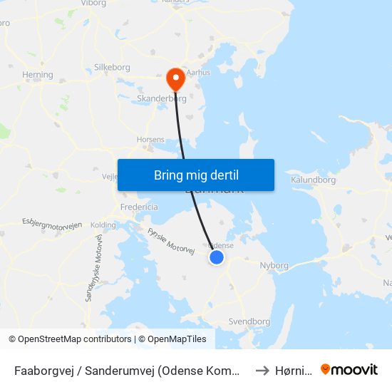 Faaborgvej / Sanderumvej (Odense Kommune) to Hørning map