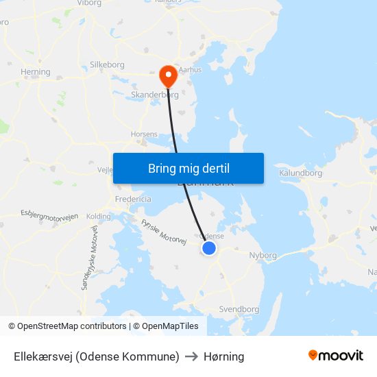 Ellekærsvej (Odense Kommune) to Hørning map