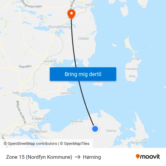 Zone 15 (Nordfyn Kommune) to Hørning map