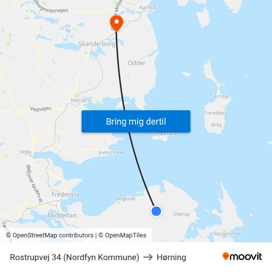 Rostrupvej 34 (Nordfyn Kommune) to Hørning map