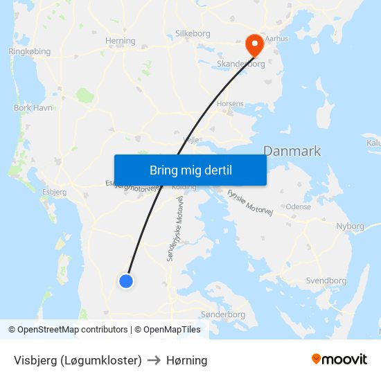 Visbjerg (Løgumkloster) to Hørning map