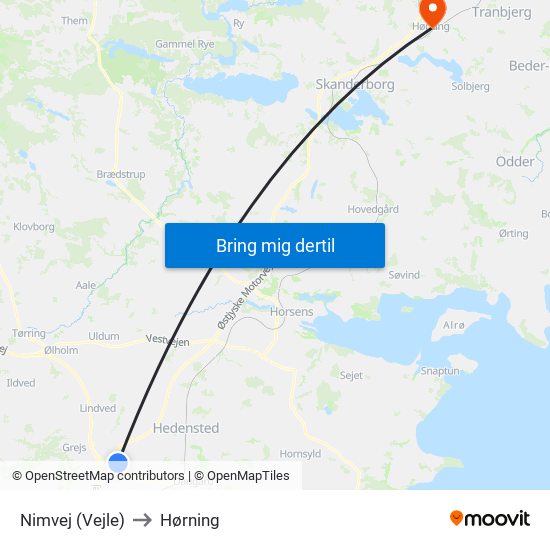 Nimvej (Vejle) to Hørning map