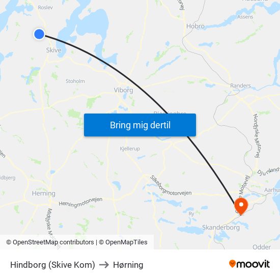 Hindborg (Skive Kom) to Hørning map
