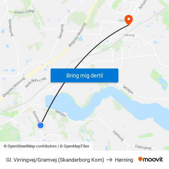 Gl. Virringvej/Gramvej (Skanderborg Kom) to Hørning map