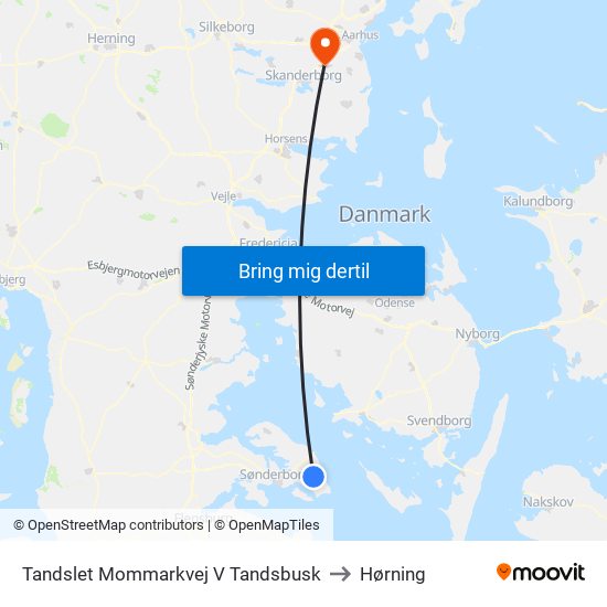 Tandslet Mommarkvej V Tandsbusk to Hørning map