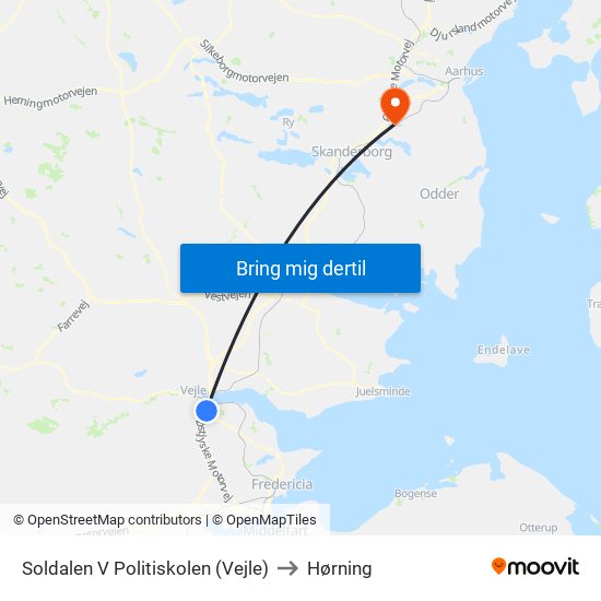 Soldalen V Politiskolen (Vejle) to Hørning map