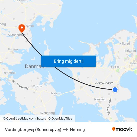 Vordingborgvej (Sonnerupvej) to Hørning map