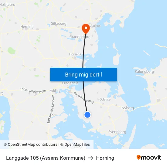 Langgade 105 (Assens Kommune) to Hørning map