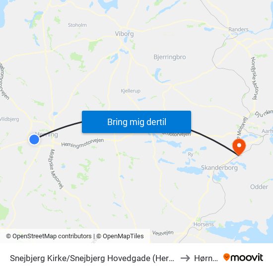 Snejbjerg Kirke/Snejbjerg Hovedgade (Herning Kom) to Hørning map