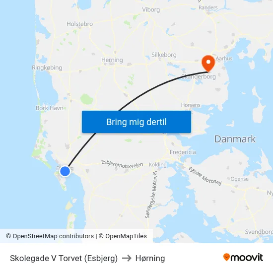 Skolegade V Torvet (Esbjerg) to Hørning map