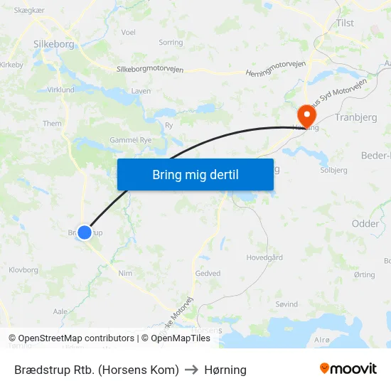 Brædstrup Rtb. (Horsens Kom) to Hørning map