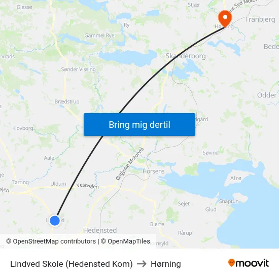 Lindved Skole (Hedensted Kom) to Hørning map