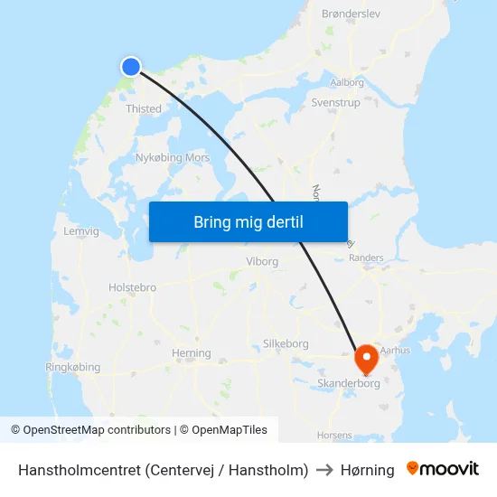 Hanstholmcentret (Centervej / Hanstholm) to Hørning map