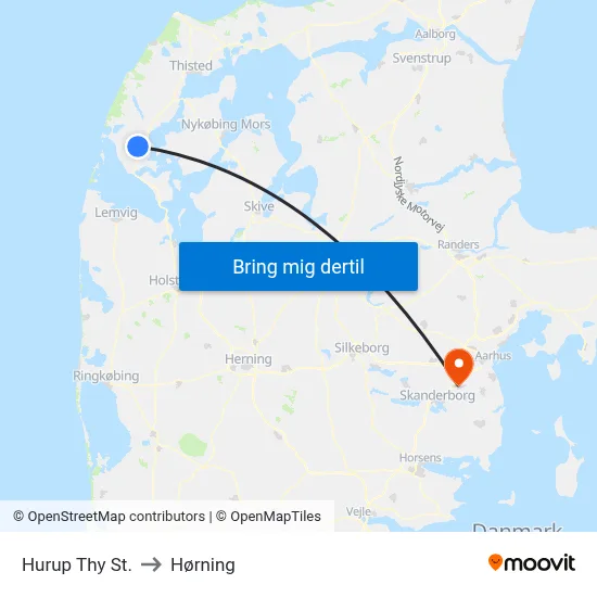 Hurup Thy St. to Hørning map