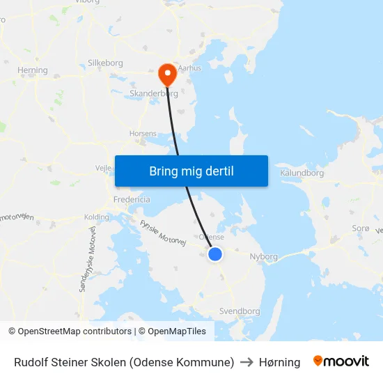 Rudolf Steiner Skolen (Odense Kommune) to Hørning map