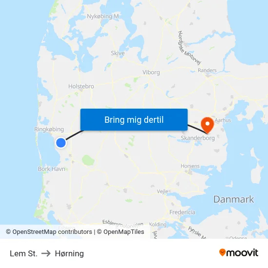 Lem St. to Hørning map
