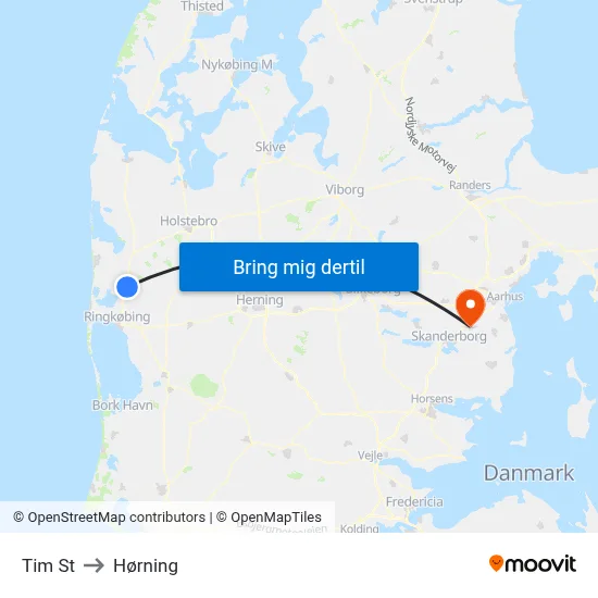 Tim St to Hørning map