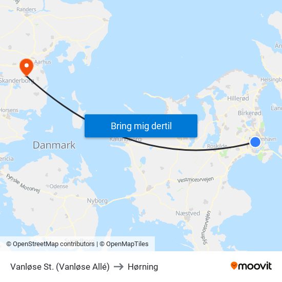 Vanløse St. (Vanløse Allé) to Hørning map