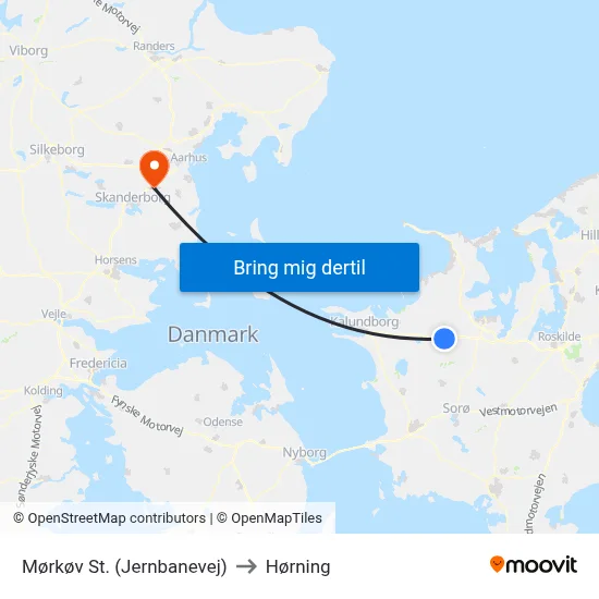 Mørkøv St. (Jernbanevej) to Hørning map